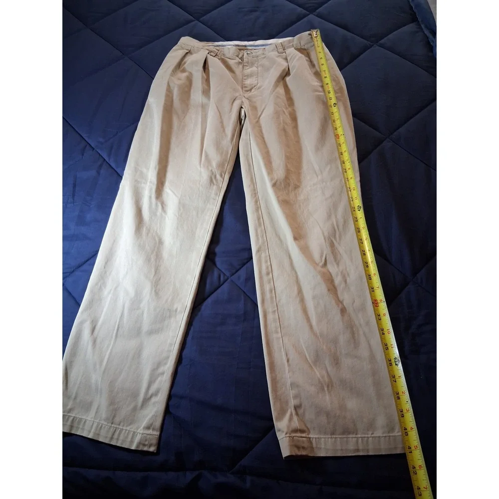 Polo Ralph Lauren Mens 34x32 Khaki Tan Classic Fit Pleated Chino Pants Cotton